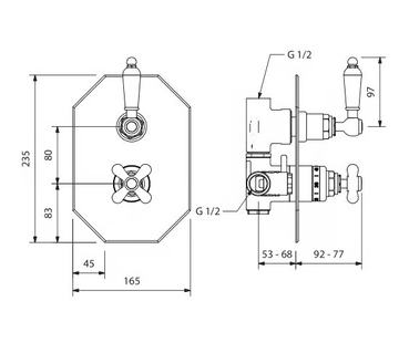CARUSO - Recessed thermostatic shower mixer with diverter by Park Avenue - view 3